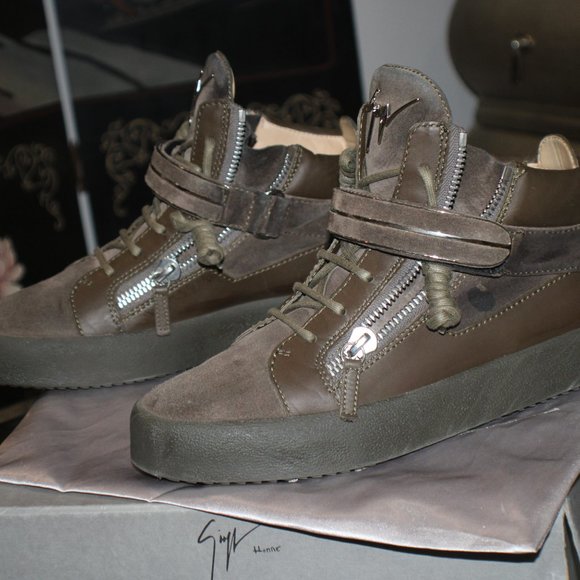 Giuseppe Zanotti May London Olive Green Suede Mid Sneaker UK42 main image 10